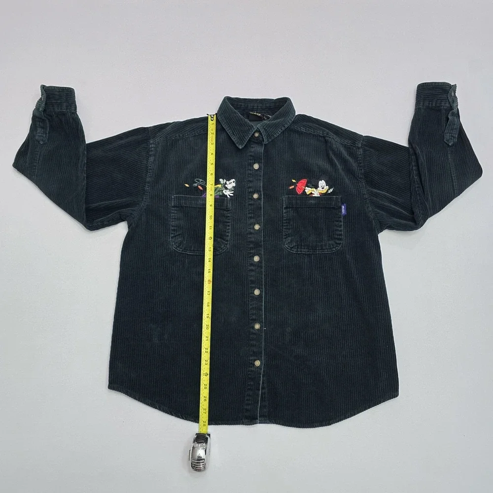 Vintage Mickey Unlimited Corduroy Shirt Mickey Goofy Embroidery Green Large